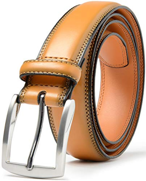 CARLO FELLINI BELTS FOR MEN - DRESS BELT COWHIDE LEATHER MEN 38/40 - TAN