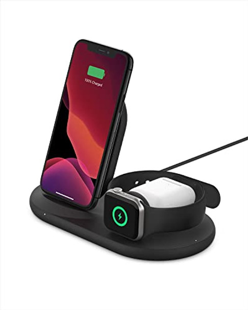 BELKIN 3-IN-1 WIRELESS CHARGER FAST CHARGING STAND WIZ001 - BLACK