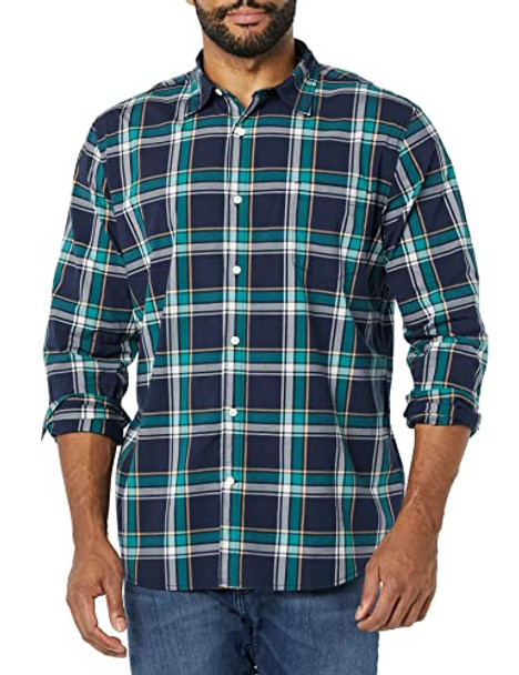 Amazon Essentials Men's Long Sleeve Slim Fit Stretch Poplin Shirt New