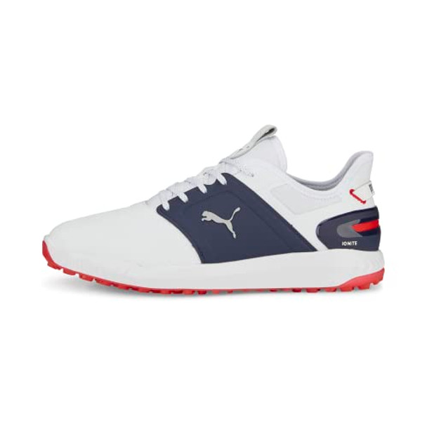 PUMA Men's Ignite Elevate Wide Golf Shoe White/Navy Size 8.5 Wide New