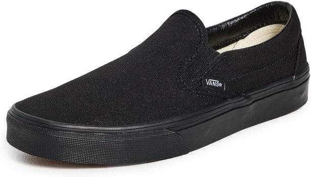 VANS MEN'S VANS CLASSIC SLIP-ON SKATE SHOES - SIZE: MEN 9.5 WOMEN 11 - BLACK