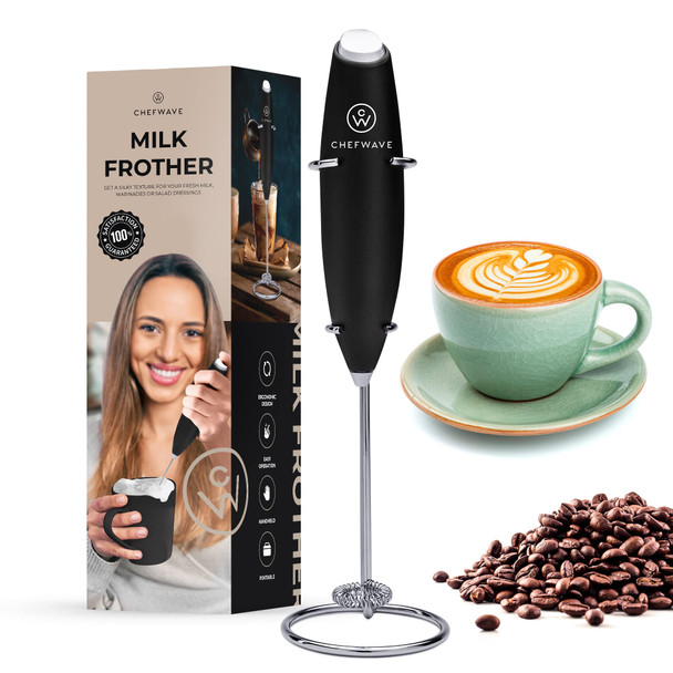 CHEFWAVE HANDHELD MILK FROTHER WITH STAND CW-MFS - BLACK