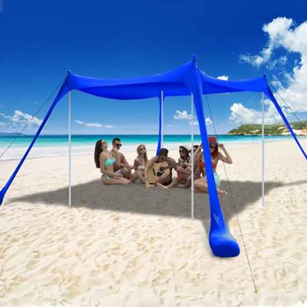 COMMOUDS BEACH TENT SUN SHELTER UPF50+ POP UP BEACH CANOPY - ROYAL BLUE