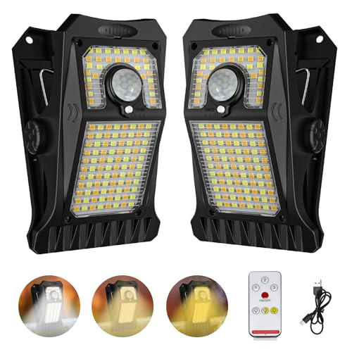 TRYME 118LEDS SOLAR LIGHTS OUTDOOR LIGHTS SECURITY LIGHT 3 MODES 2 PACK BLACK