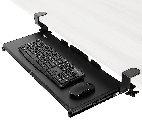 VIVO Large Keyboard Tray Under Desk Pull Out with Extra Sturdy Clamp - BLACK