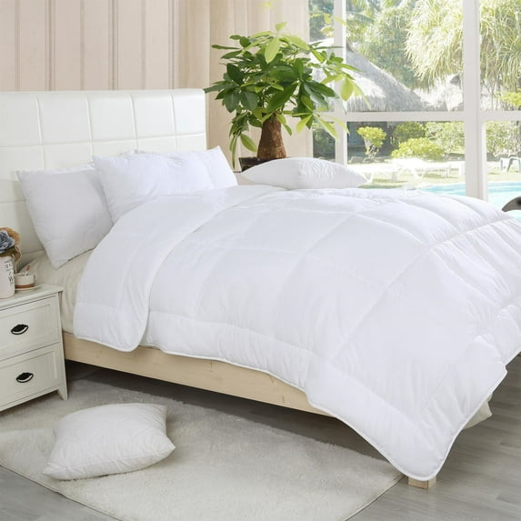 BIBB HOME GOOSE DOWN ALTERNATIVE COMFORTER, QUEEN SIZE - WHITE New