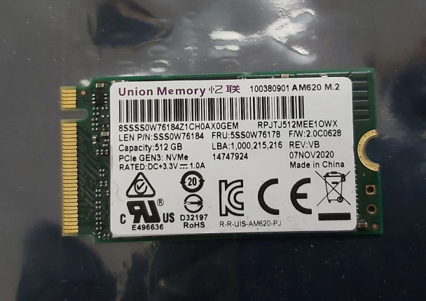 UNION MEMORY AM620 512GB NVME M.2 2242 SSD PCIE 3.0 - GREEN