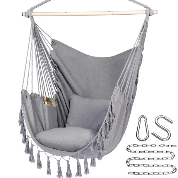 Y- STOP HAMMOCK CHAIR HANGING ROPE SWING - LIGHT GRAY