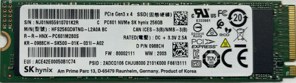 SK HYNIX 256GB M.2 NVME INTERNAL SSD - GREEN