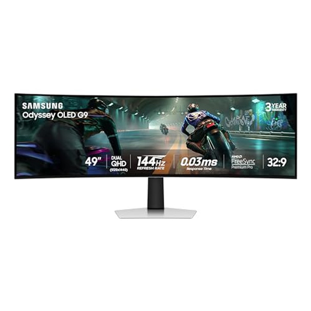 SAMSUNG 49" ODYSSEY DUAL QHD 144HZ CURVED MONITOR LS49DG910SNXZA - SILVER