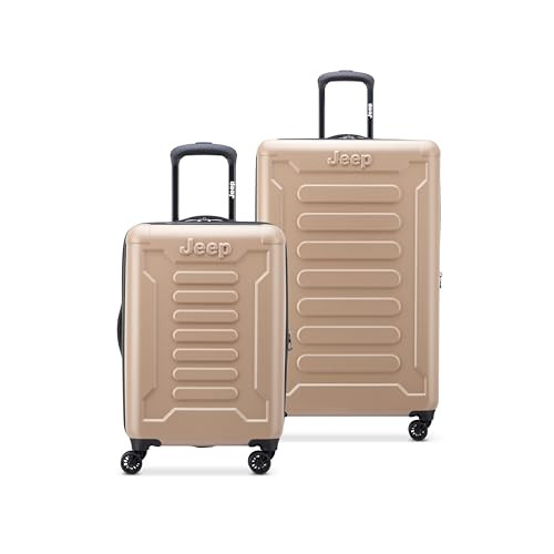 JEEP HARDSIDE EXPANDABLE LUGGAGE, BLACK, 2 PIECE SET 20/28 INCH, JH004C - BEIGE New