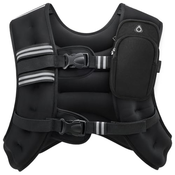 ZELUS WEIGHTED VEST 16LB WITH REFLECTIVE STRIPE - BLACK