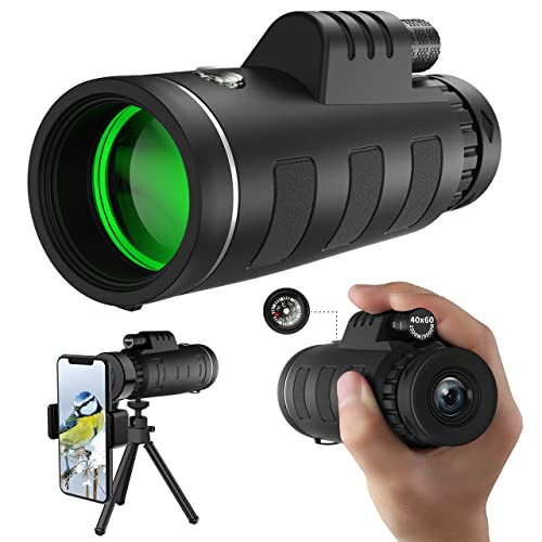 JIASIFU 40X60 HIGH DEFINITION MONOCULAR TELESCOPE SMARTPHONE ADAPTER BLACK