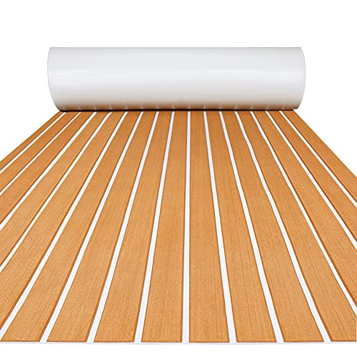FOCEAN EVA Foam Boat Flooring Sheet - Brown with White Lines
