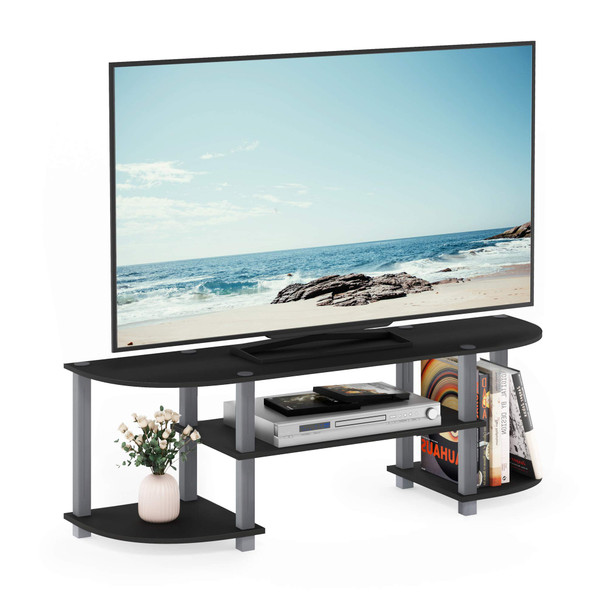 FURINNO TURN-S-TUBE WIDE TV ENTERTAINMENT CENTER, ESPRESSO/BLACK - 11058BK/GY