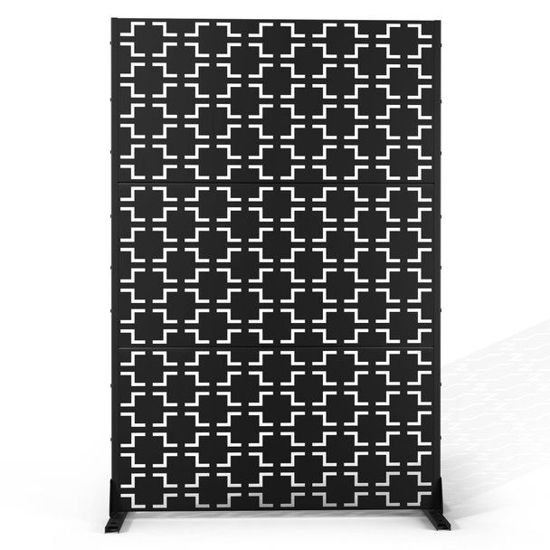 METAL PRIVACY SCREEN OUTDOOR 72" H×47" W,BALCONY SCREEN BLACK&SQUARE - BLACK