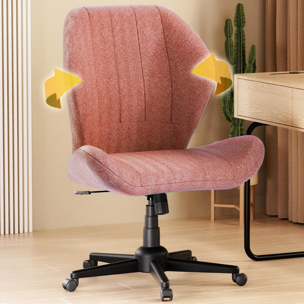 ZZWHOM CROSS LEGGED OFFICE CHAIR WITH WHEELS ARMLESS - ORANGE RED New