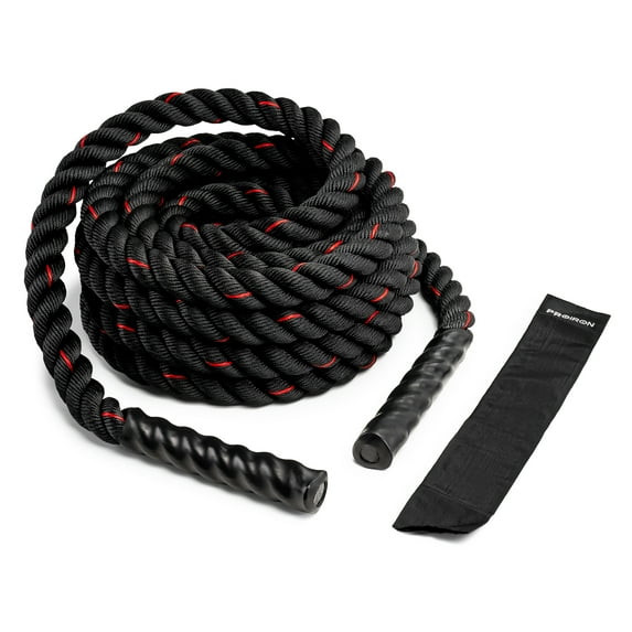 PROIRON 30 FT BATTLE ROPE, 1.5 INCH DIAMATER, HEAVY EXERCISE ROPE - BLACK/RED