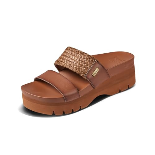 REEF Women's Cushion Vista Higher Slide Espresso/Raffia Size 10