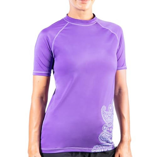 KANU SURF WOMEN'S BREEZE UPF 50+ RASHGUARD WORKOUT TOP WOMEN - SIZE L - PURPLE