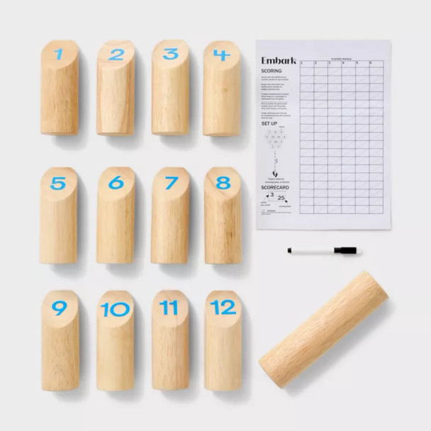EMBARK MOLKI RUBBERWOOD NUMBERED PEG GAME TARGET TOSS - TAN