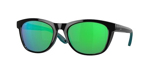 Costa Del Mar Womens Aleta Round Sunglasses-Black/Green Size 54