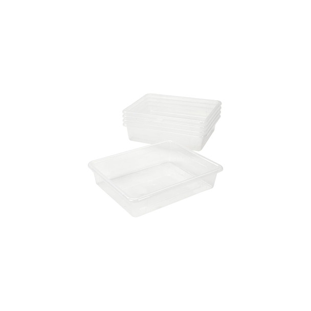 STOREX FLAT STORAGE TRAY LETTER SIZE 10 X 13 X 3 INCHES UNBREAKABLE 5-PACK CLEAR