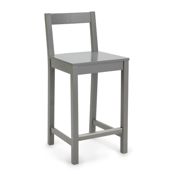 AMAZON BASICS WOODEN BAR STOOL WITH BACKREST 24" CH01-0601-036-SG - GRAY New