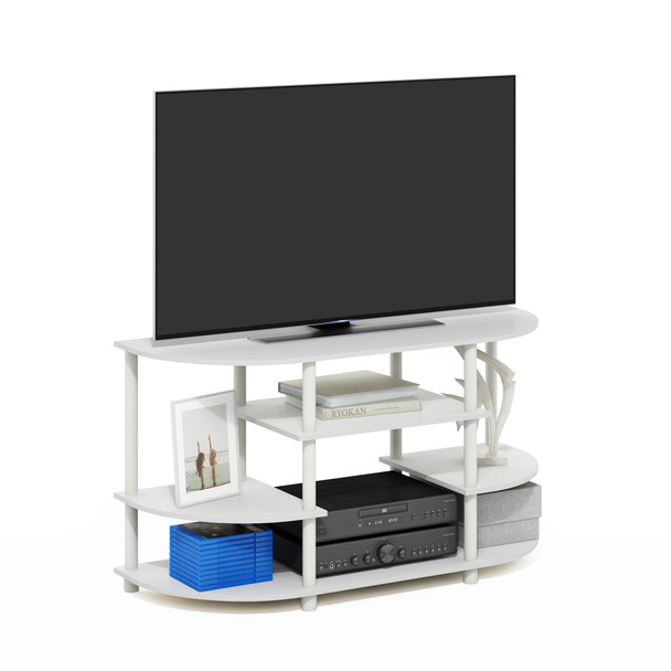 FURINNO JAYA TV STAND SIMPLE DESIGN CORNER ENTERTAINMENT 15116 - WHITE