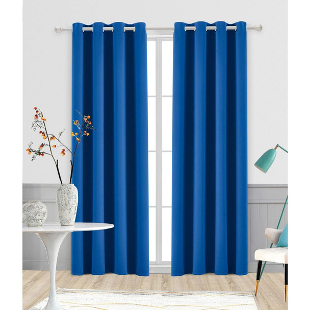 RUTHY'S TEXTILE THERMAL ROOM DARKENING BLACKOUT WINDOW CURTAIN - CLASSIC BLUE New