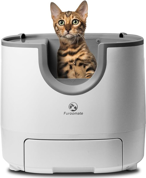 FUROOMATE SELF CLEANING LITTER BOX LARGE AUTOMATIC CAT LITTER BOX - WHITE