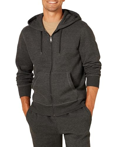 AMAZON ESSENTIALS MEN'S FULL-ZIP FLEECE HOODIE SIZE MEN S CHARCOAL HEATHER