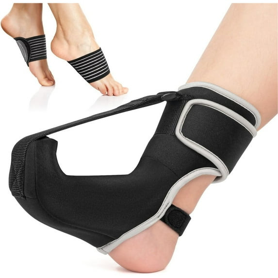PLANTAR FASCIITIS NIGHT SPLINT SOCK UPGRADED BRACE MEDIUM - BLACK