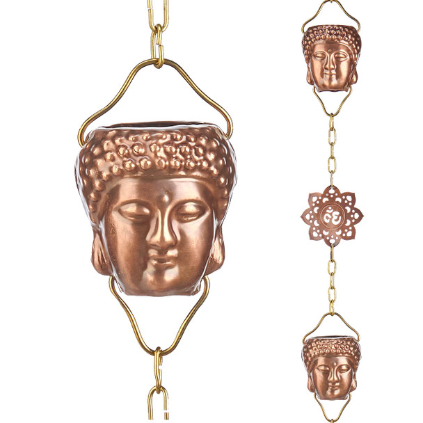 GOOD DIRECTIONS BUDDHA PURE COPPER 8.5 FT. RAIN CHAIN - COPPER