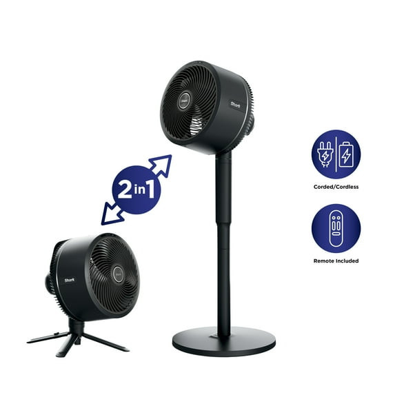 SHARK INDOOR & OUTDOOR OSCILLATING FAN PEDESTAL & TABLETOP, CORDED - BLACK