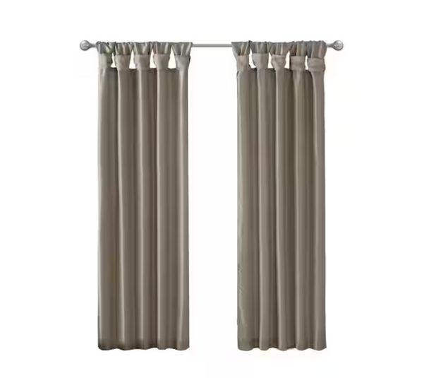 MADISON PARK NATALIE PEWTER SOLID FAUX SILK 50W X 84L CURTAIN - PEWTER BROWN