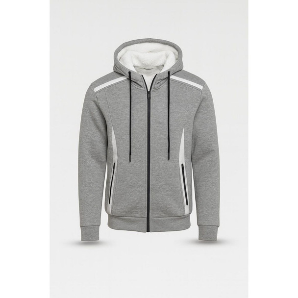 BLU ROCK MEN'S SLIM FIT FAUX FLEECE LINED FULL ZIP HOODIE - XL - HEATHER GRAY New