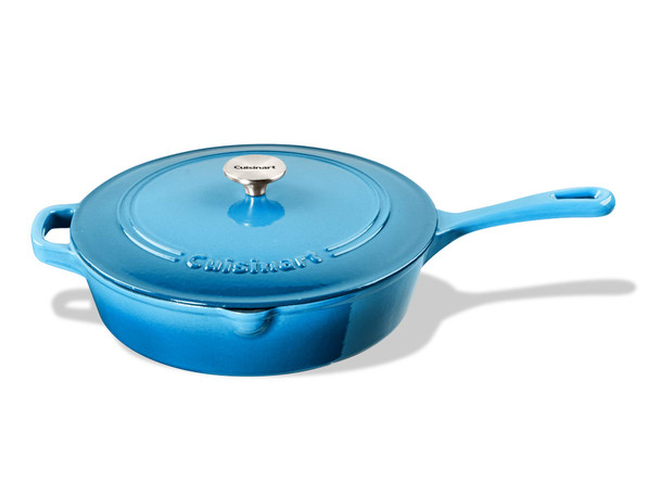 CUISINART 12-INCH CAST IRON CHICKEN FRYER, 4.5 QUART - AQUA BLUE GRADIENT