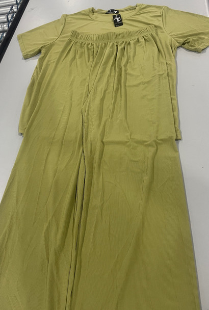 TALMONT WOMEN'S PAJAMA SET SHORT SLEEVE 2 PIECE LOUNGE SET - SIZE: M/L - HAKI New