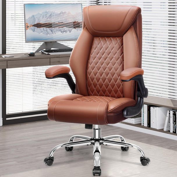 GENERIC OFFICE CHAIR, ERGONOMIC DESK CHAIR, BIG, TALL, - BROWN
