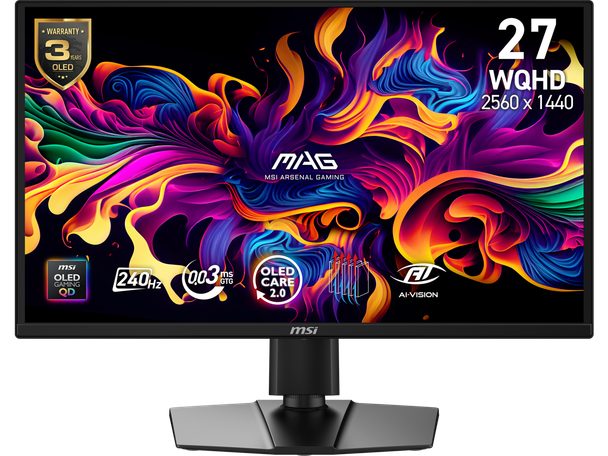MSI 27" WQHD 2K 1440P 240Hz with Adaptive Sync 0.03ms OLED Gaming Computer