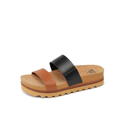 REEF WOMEN'S CUSHION VISTA HI PLATFORM SANDAL SIZE 9 BLACK DUO New