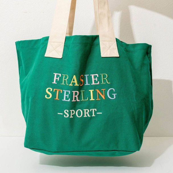FRASIER STERLING SPORT RAINBOW LOGO TOTE BAG COTTON CANVAS - CREAM/GREEN New