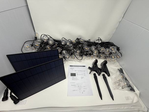 GENERIC SOLAR ENERGY STRINGLIGHTS G40 100FT, 50 SOCKETS, 2 PACK - WARM WHITE