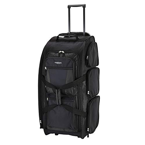 TRAVELERS CLUB XPEDITION 30 INCH MULTI-POCKET UPRIGHT ROLLING DUFFEL BAG - BLACK