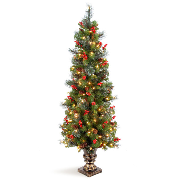 NATIONAL TREE COMPANY PRE-LIT ARTIFICIAL ENTRANCE CHRISTMAS TREE 5 FEET - GREEN