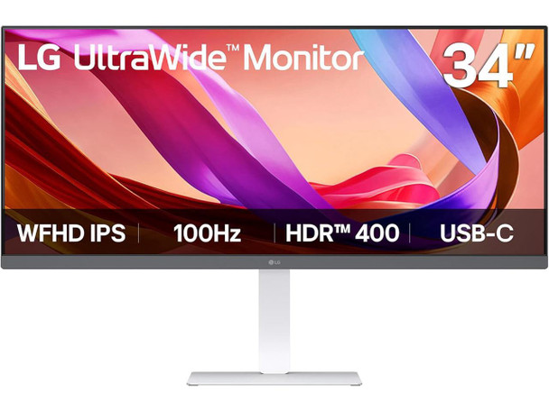 LG UltraWide 34 inch Full HD 100Hz IPS HDR400 USB-C Bulit-in Speakers White