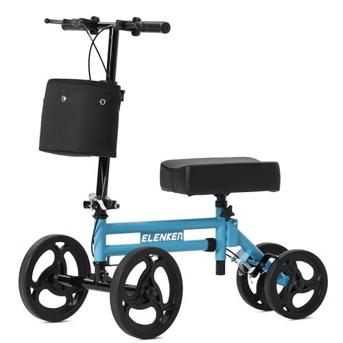 ELENKER ADJUSTABLE STEERABLE MEDICAL KNEE WALKER 10" WHEELS YF-9005E - BLUE