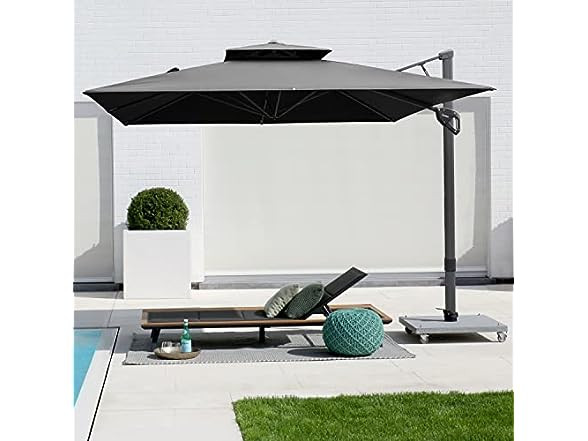 SUMBEL PATIO UMBRELLA DOUBLE TOP LARGE CANTILEVER UMBRELLA ALUMINUM - DARK GRAY