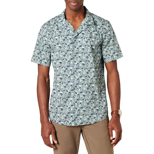 AMAZON ESSENTIALS MENS VACATION BUTTON-DOWN RESORT SHORT SLEEVE BLUE FLORALXL New